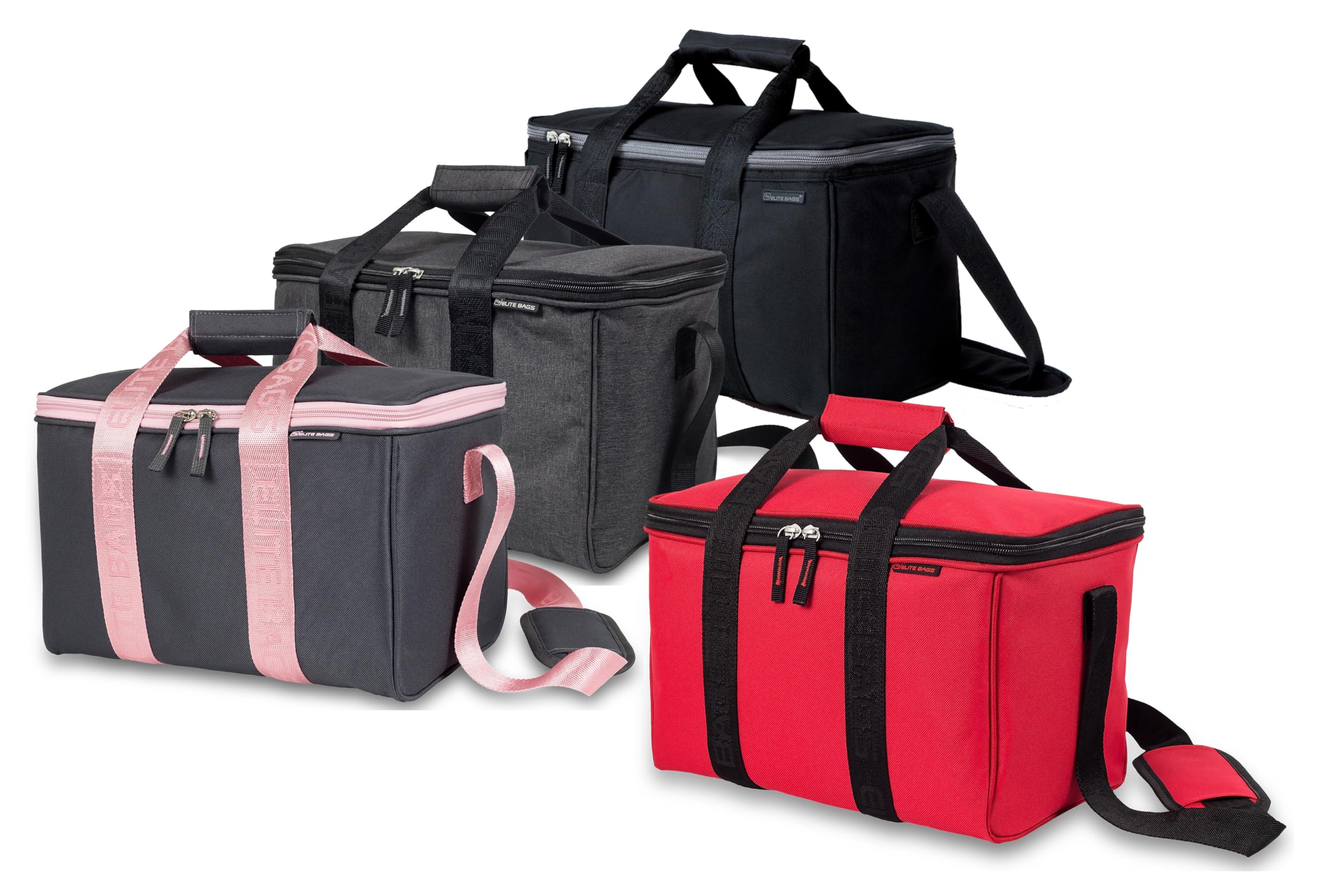 Elite Bags, Sac de premiers secours professionnel, MULTY'S, Sac multifonctionnel, Léger, Grande capacité, Séparateurs et plusieurs compartiments intérieurs, Facilement lavable, Gris et Rose
