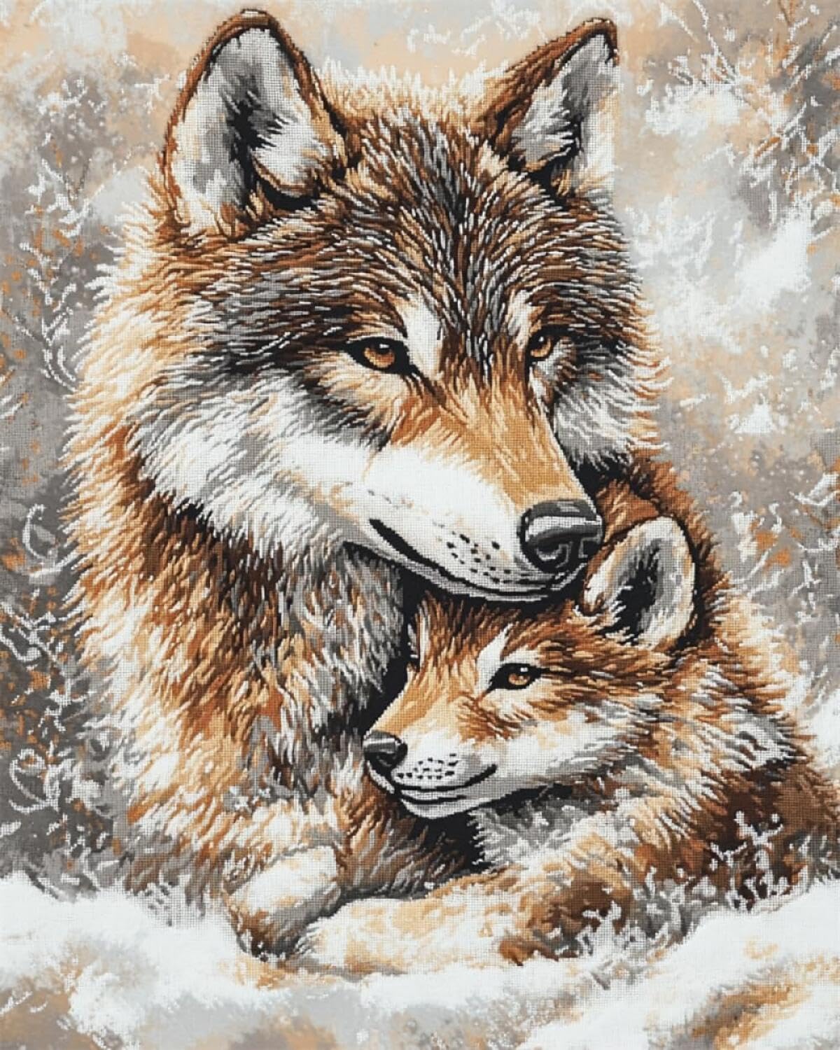 Rqwybcaxn DIY Latch Hook Rug Making Kits Two Wolves 55x75cm