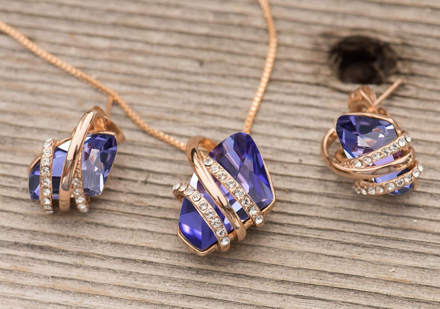 Leafael Wish Stone Stud Earrings with Birthstone Crystals, 18K Rose Gold Plated or Silver-tone - Image 5