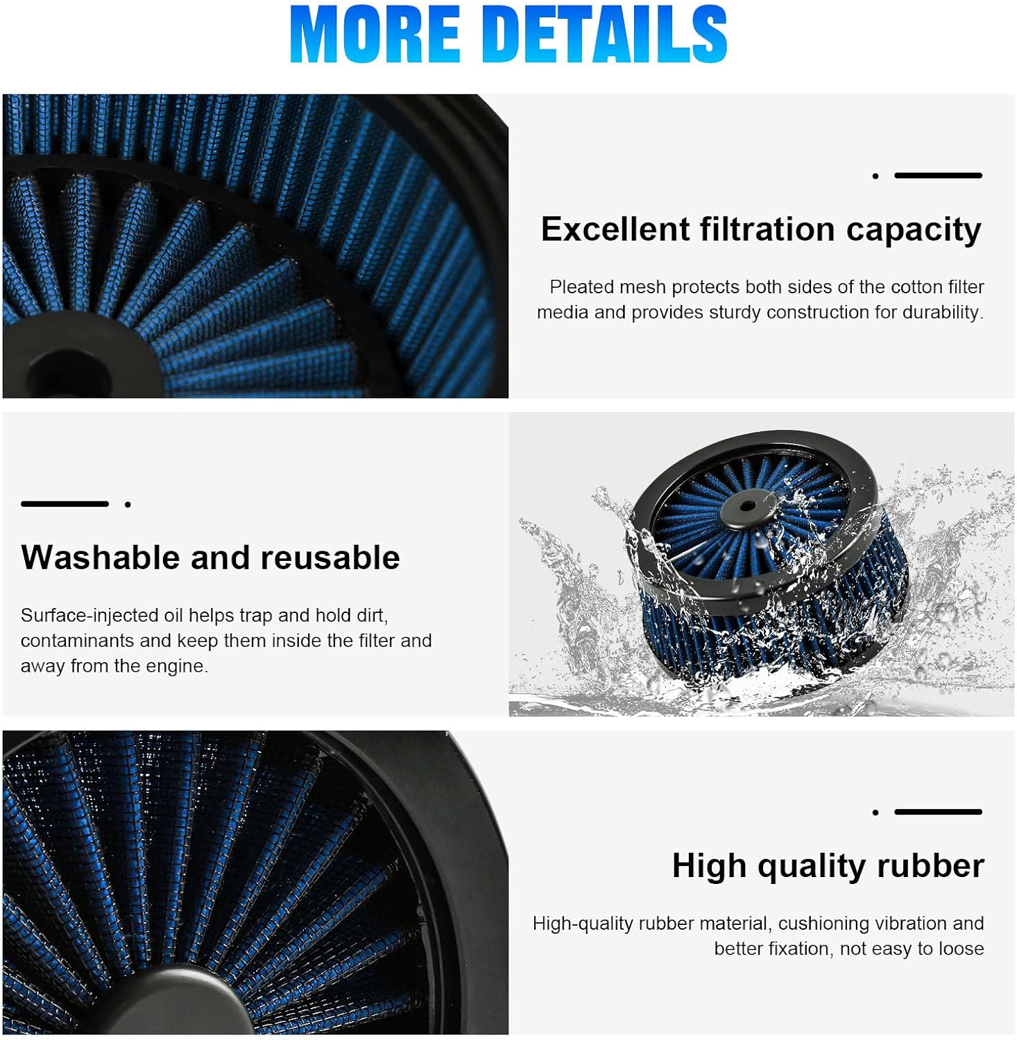 Motorcycle Air Filter High Flow Intake Cleaner Accessories 29400118 for Harley Cruiser 2007-Later Sportster XL, 2008-2017 Dyna, 2008-2015 Softail Models (Blue)