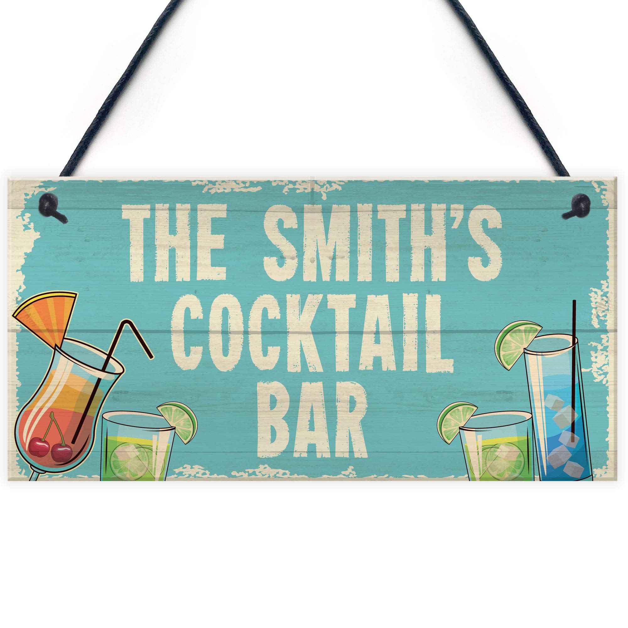 Red Ocean Personalised Cocktail Home Bar Sign Novelty Alcohol Gifts Garden Signs Kitchen Decor Gifts