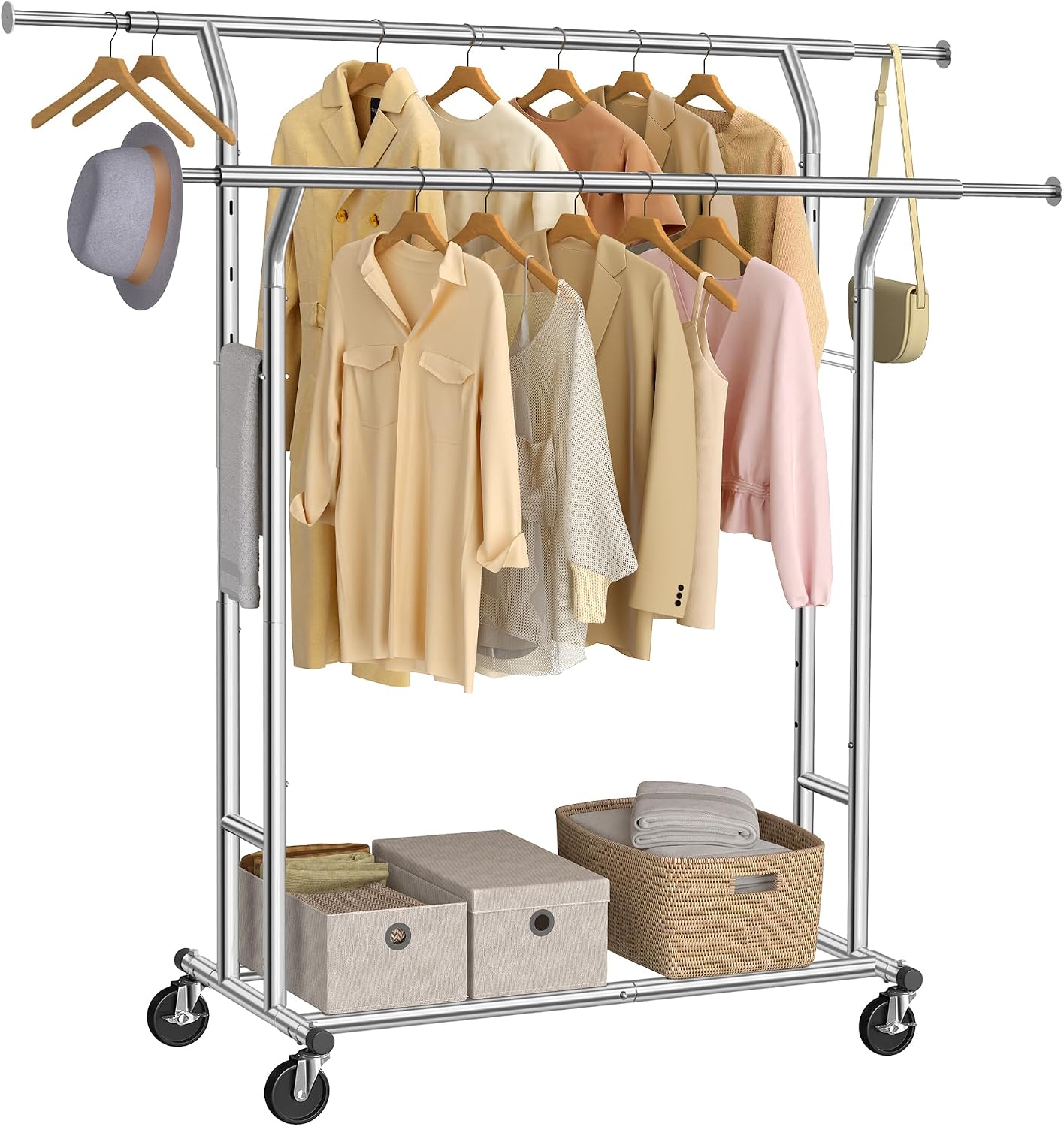 SONGMICS double portant metal chrome hauteur reglable