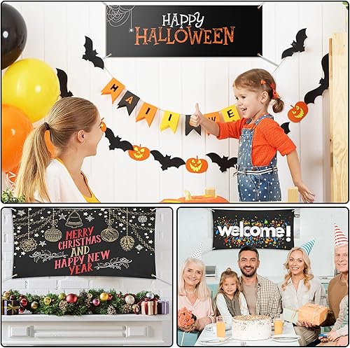 Miniatura 6 de Cartel grande de 2 pancartas grandes de tela Oxford de poliéster con cuerda para pared interior y exterior, letrero fácil de colgar, letrero de