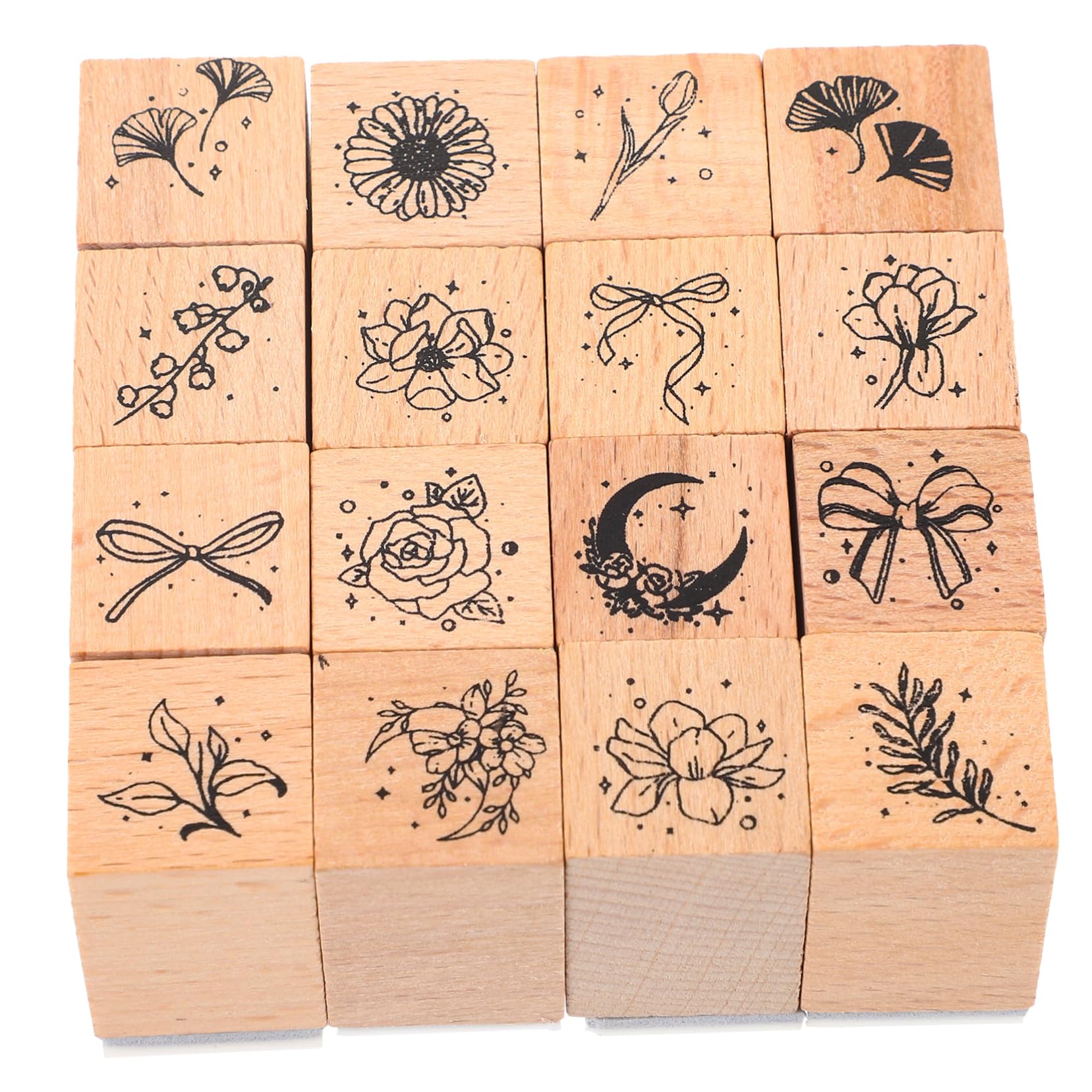 jojofuny 4 Set Timbri per Fiori Timbri Trasparenti Etichette Blocchi Decorativi per per per Scrapbooking per Lavoretti per Libri 16 Pezzi * 4