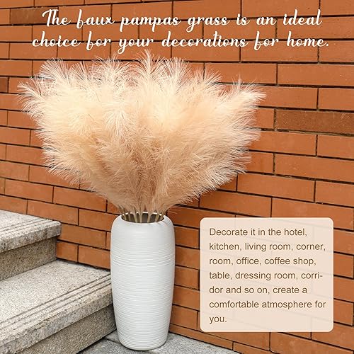 Miniatura 6 de 8 piezas de hierba de pampa sintética de 38 pulgadas de alto, pompas artificiales grandes, pomposas, flores, esponjosas, plantas falsas, relleno de