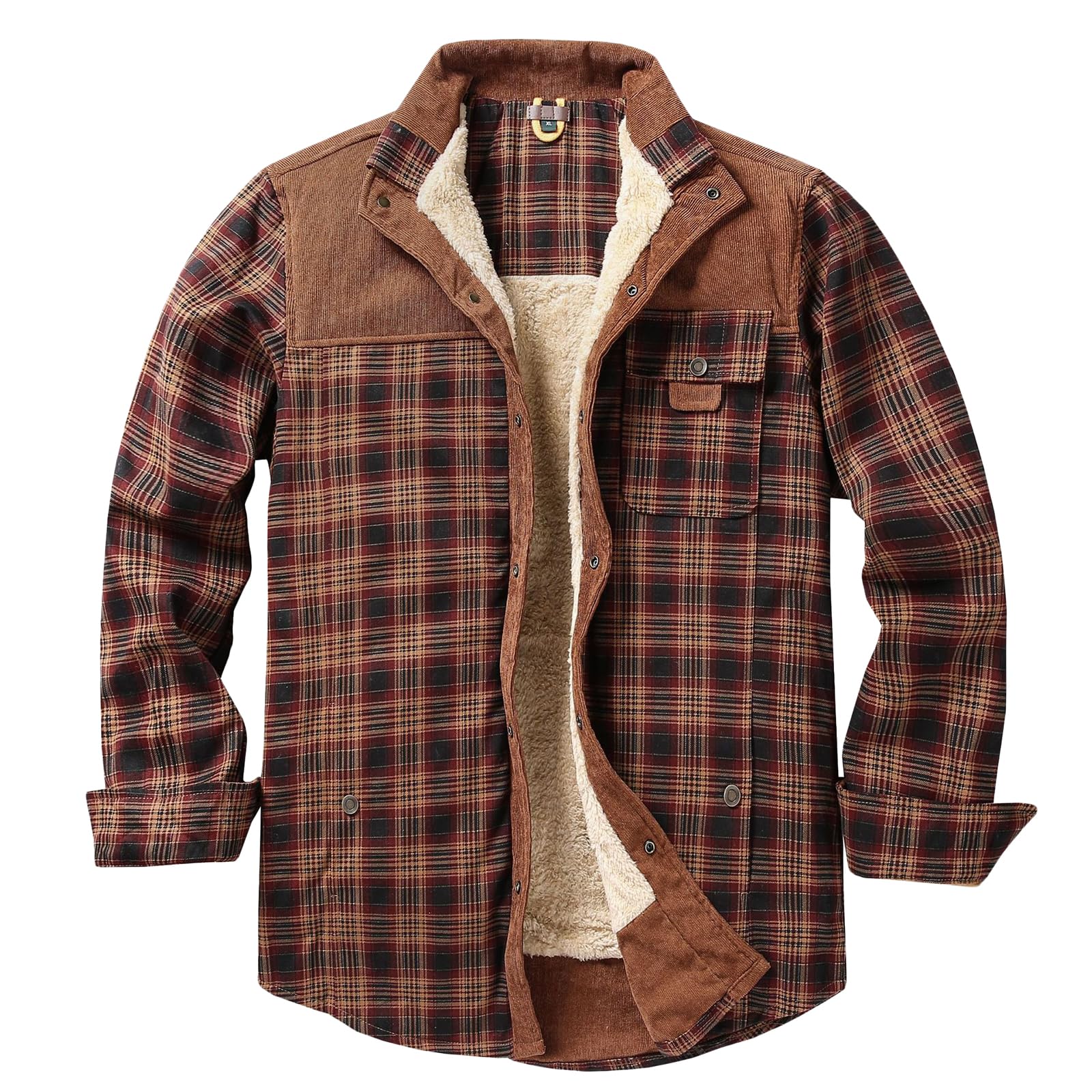 Youthful flying Gewatteerd fleece gevoerd overhemd geruit voor heren gewatteerde houthakkershemden jas warm dik geruit overhemd (maat: XL, kleur: rood Youthful flying Gewatteerd fleece gevoerd overhemd geruit voor heren gewatteerde houthakkershemden jas warm dik geruit overhemd (maat: XL, kleur: rood