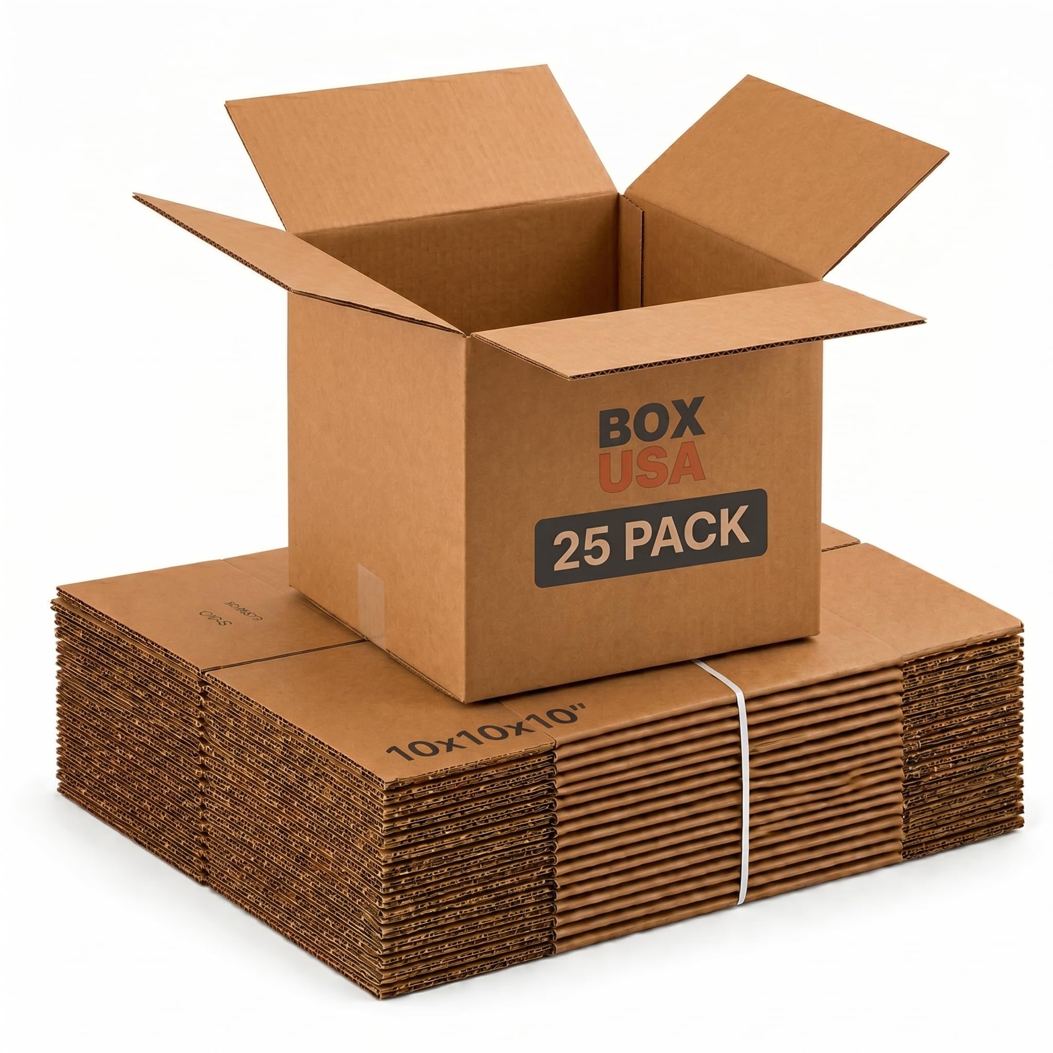 BOX USA Shipping Boxes Small 10"L x 10"W x 10"H 25-Pack, Cardboard Box for Shipping, Moving, Mailing, Packing, Packaging and Storage