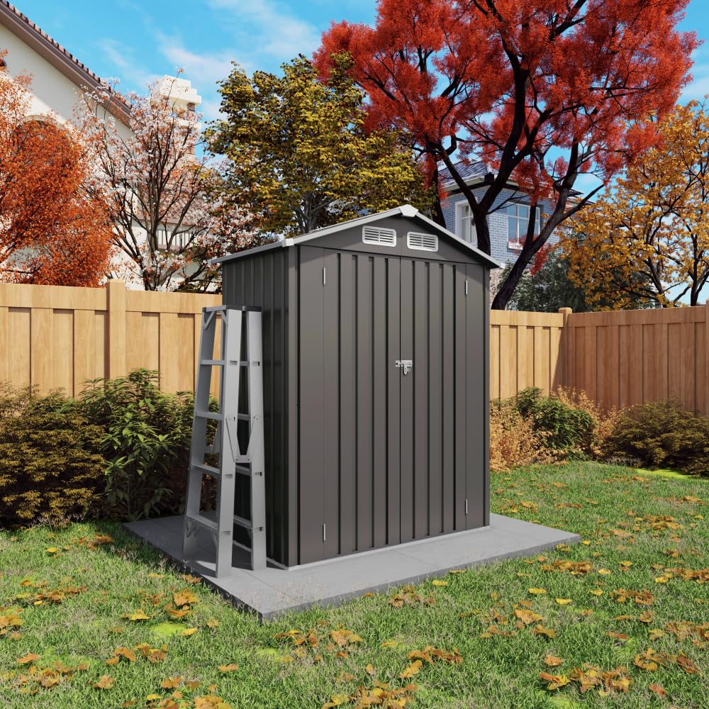 Premium Heavy-Duty Metal Carport with Galvanized Steel Roof and Reinforced Frame for Outdoor Vehicle and Equipment Shelter (5x3FT+Peaked roof+Gray)