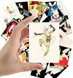 Adesivos grandes (24 peças 6,3 cm x 8,9 cm cada) Cartazes de filme estilo desenho animado antigo legal vintage cartões postais retrô cartão de felicitações livro ilustração reimpressão