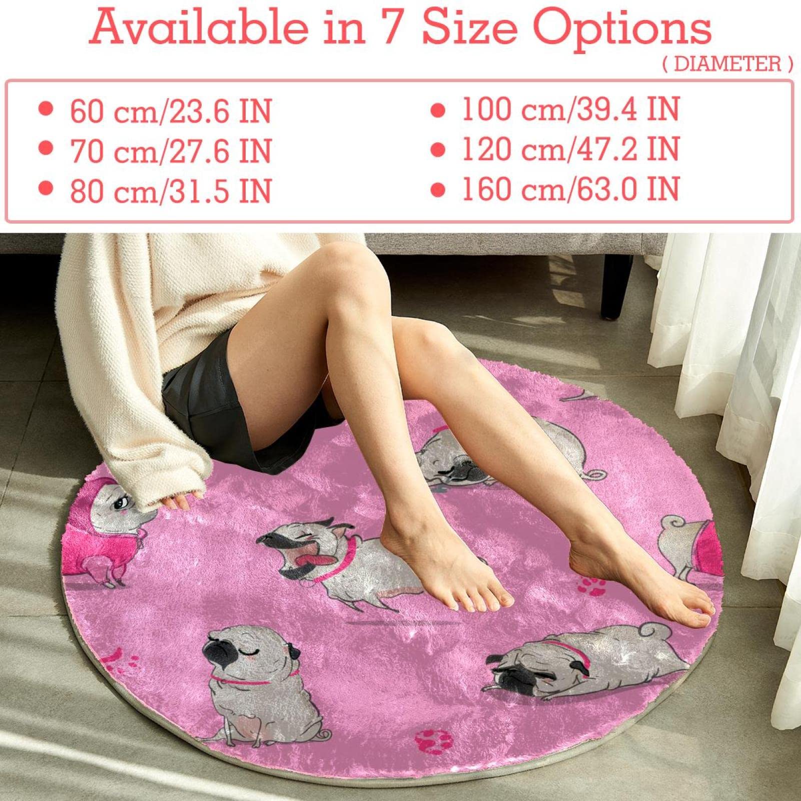 Teppich für Schlafzimmer, Wohnzimmer, Arbeitszimmer, Rosa