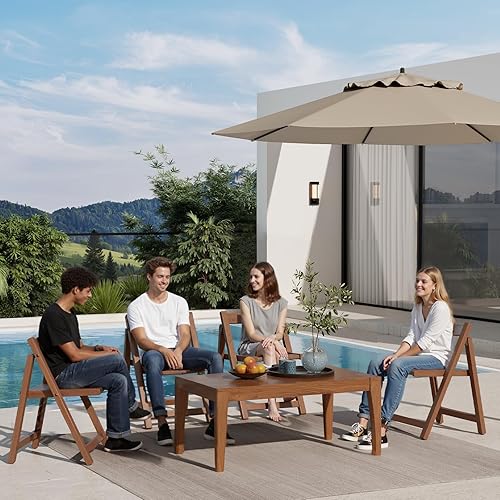 Miniatura 2 de Wood Folding Chairs Set of 4, Indoor Outdoor Wooden Foldable Dining Chairs, Space-Saving and Portable Design for Kitchen, Lawn, Patio 300lbs