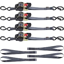 4Pcs 1x 12 Automatic Ratchet Tie Down Strap with Soft Loop