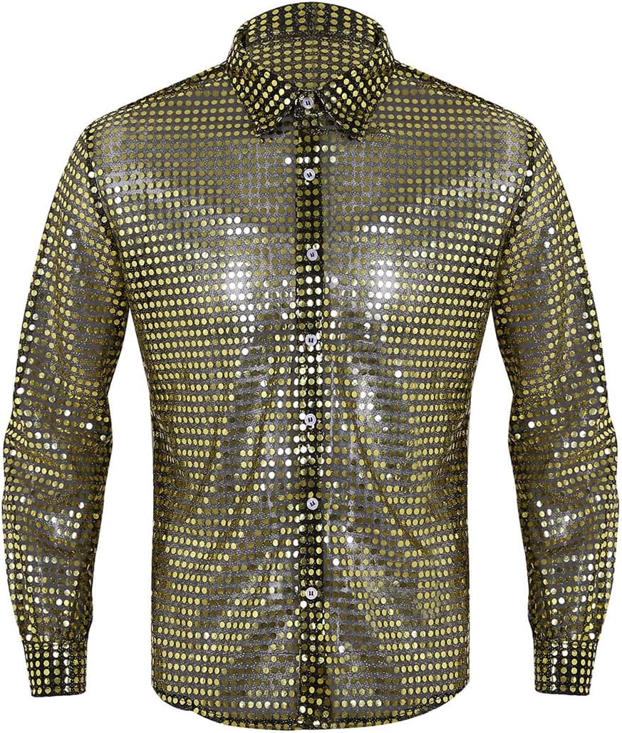 Zadaos Mens Sequins Latin Transparent Shirt Dance Modern Ballroom Tango Rumba Samba Dancewear
