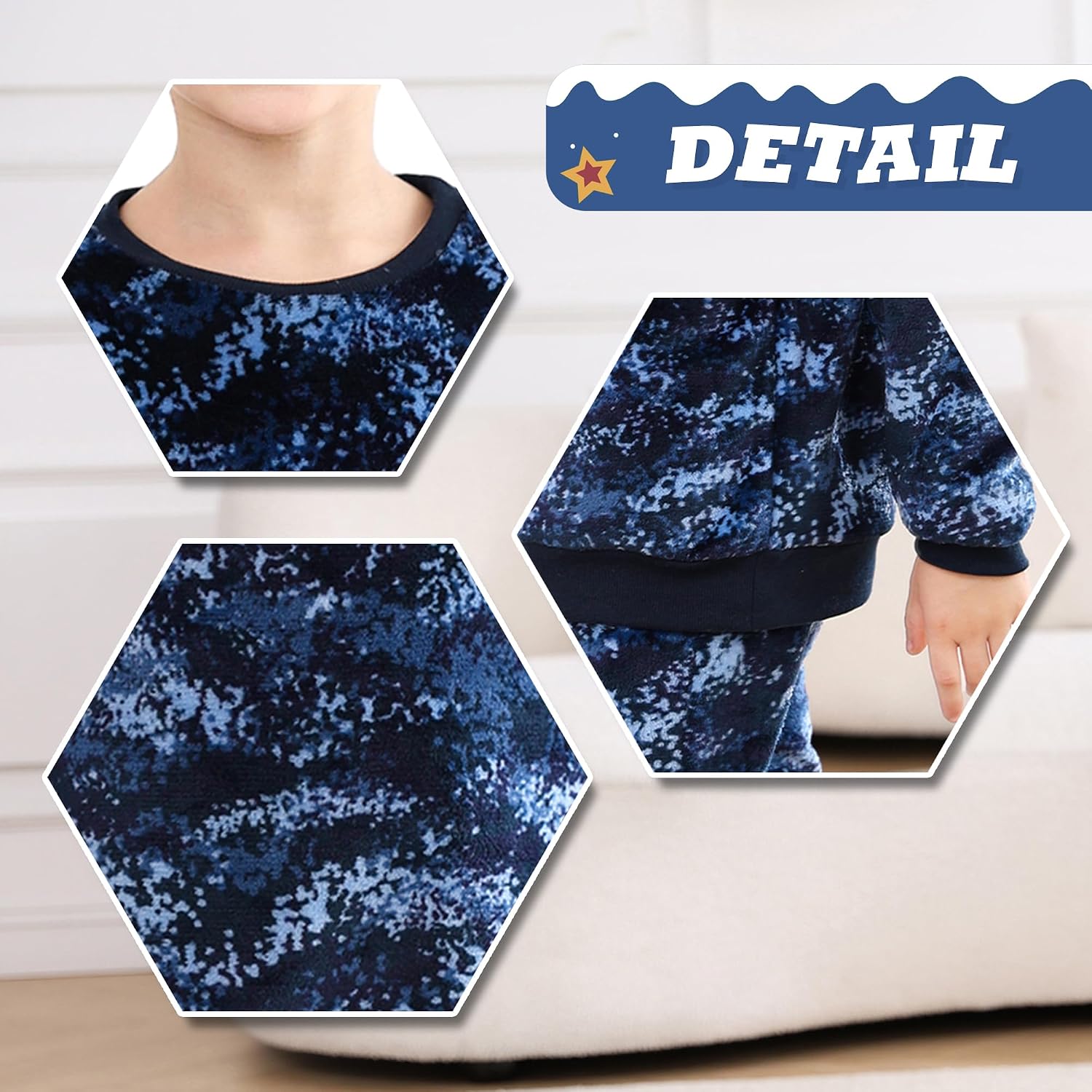 V.&GRIN Boys Fleece Pajamas, Soft Cozy Pullover Sweatshirt Pants Set for Kids 7-16 Years