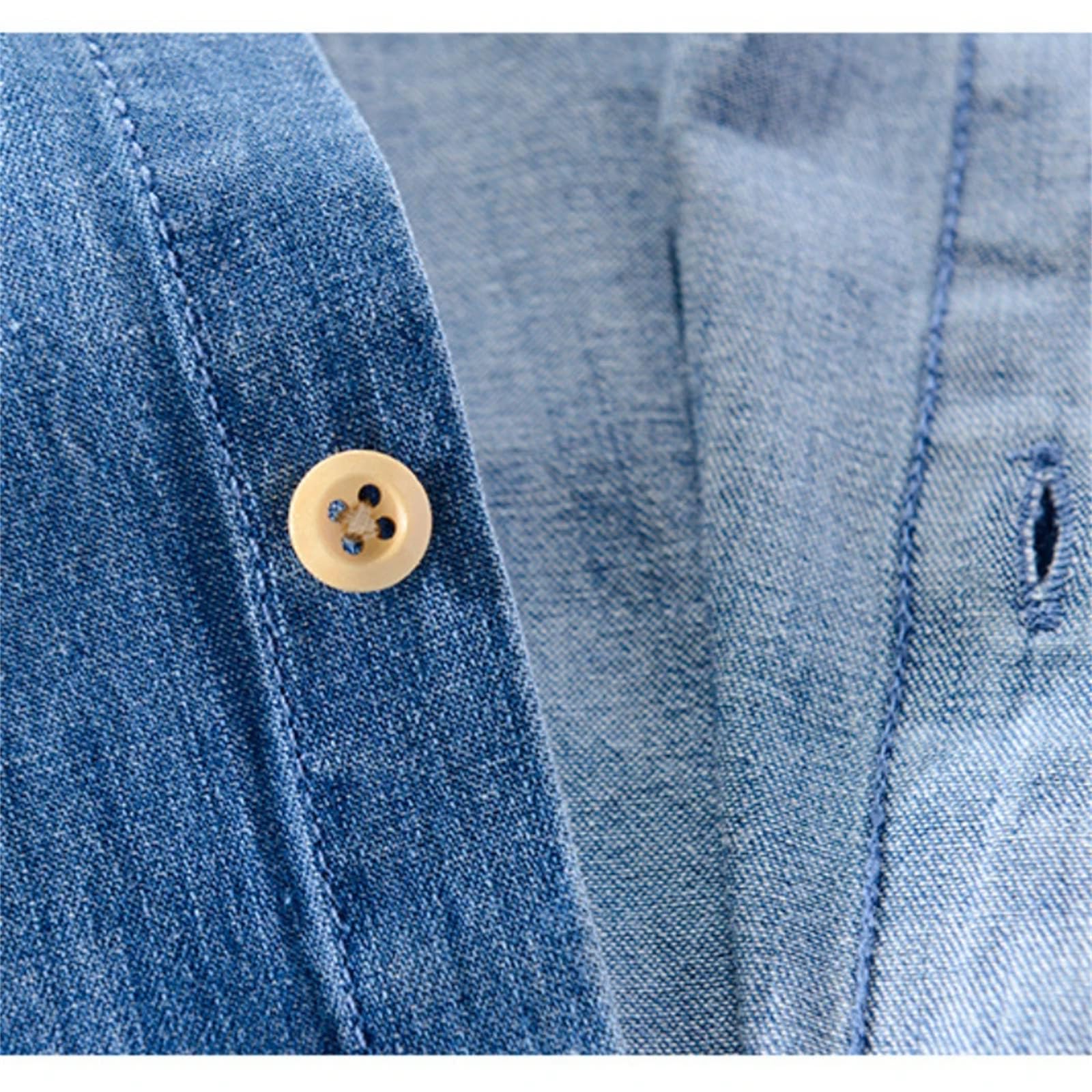 Camicia da uomo in denim sottile a mezza manica casual top allentato alla moda bella camicia a maniche corte in denim a maniche corte