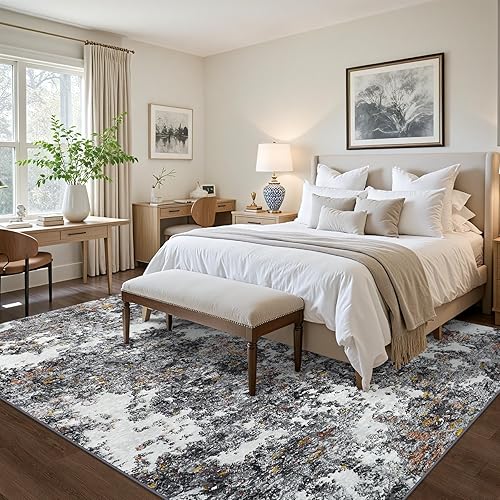 Miniatura 3 de Alfombra de área de 8 x 10 para sala de estar y dormitorio alfombra grande lavable con respaldo antideslizante, resistente a las manchas, alfombra