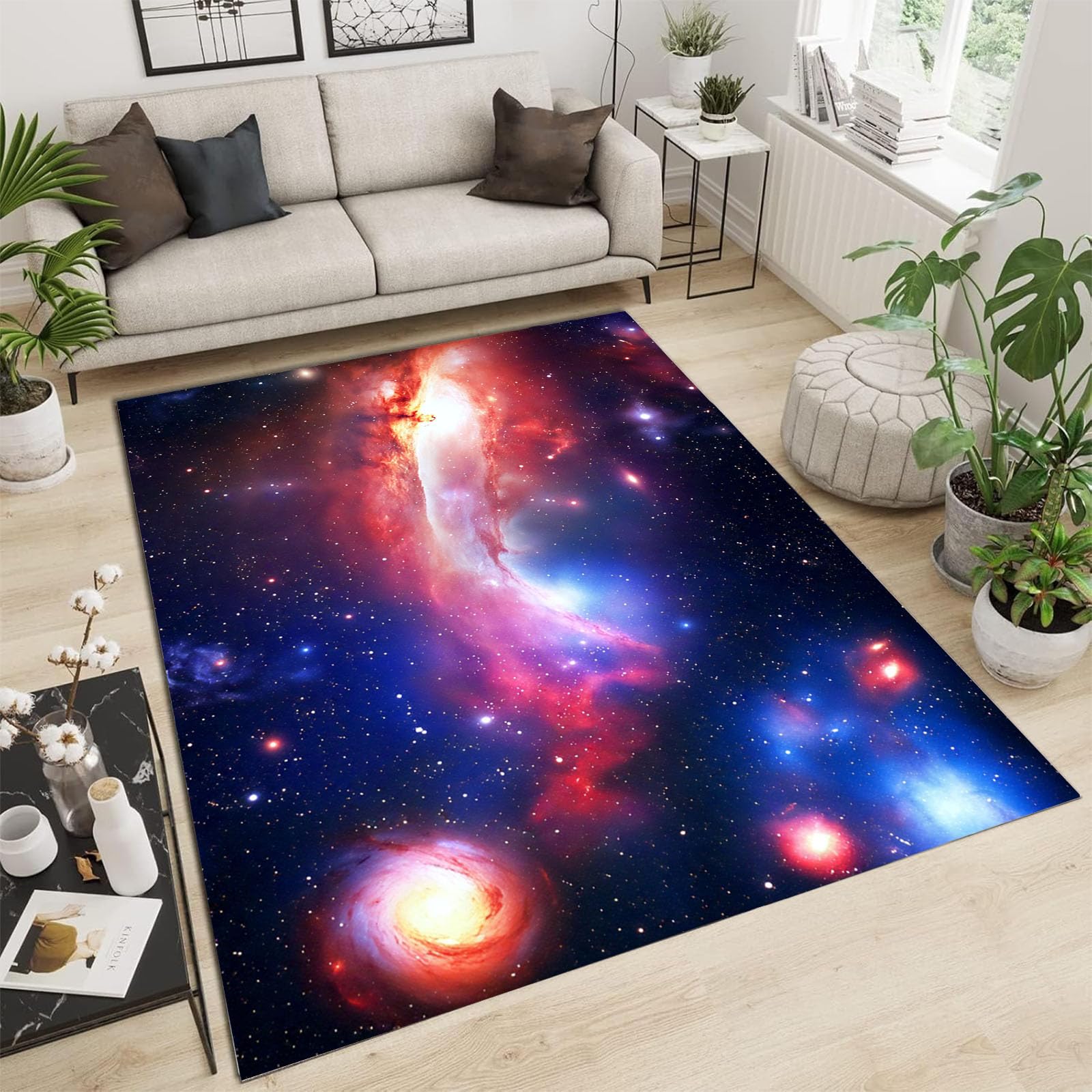 Moquette nébuleuse fantastique et tapis salon lavable bleu foncé 240x300