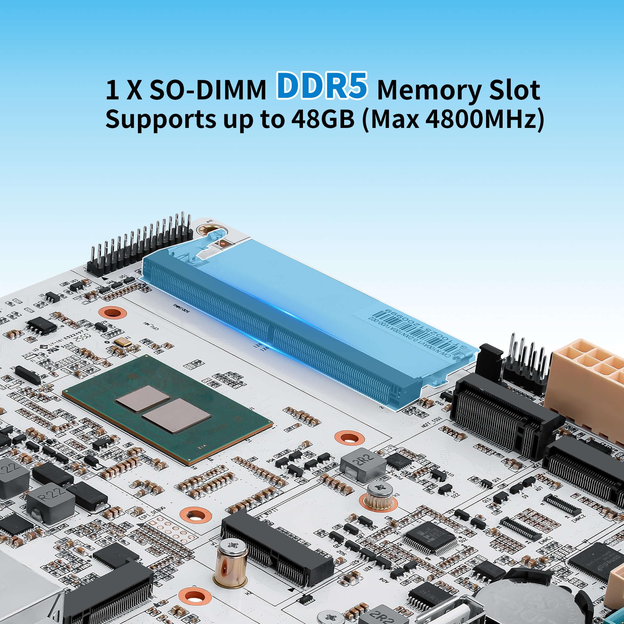 NAS Motherboard 6 Bay SATA3.0, N150, Mini-ITX Motherboard with 2 x 10GbE LAN, 3 x M.2 NVMe, Computer Board, Type-C, TF, HD, DDR5, Barebone, No RAM NO SSD (with Adapter)