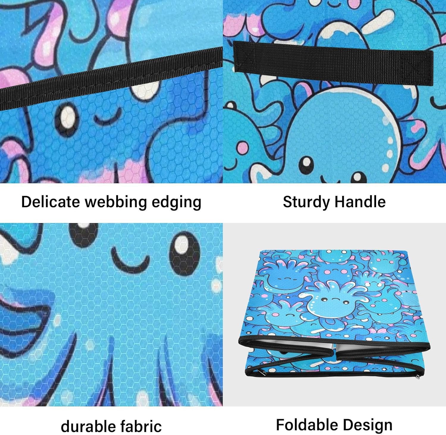 High Capacity Christmas ornament organizer storage Holds Up to 64, Adjustable Dividers, Zippered Top, Two Handles Large Holiday Storage Case with Lid,Cute Cartoon Blue octopodes