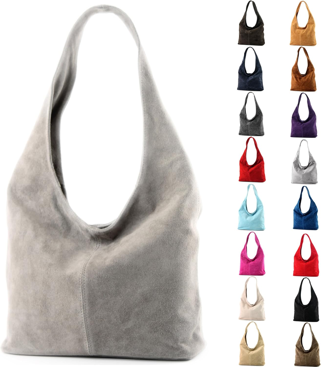 T150 Women's Shoulder Bag Large Suede Handmade in Italy (Turquoise)