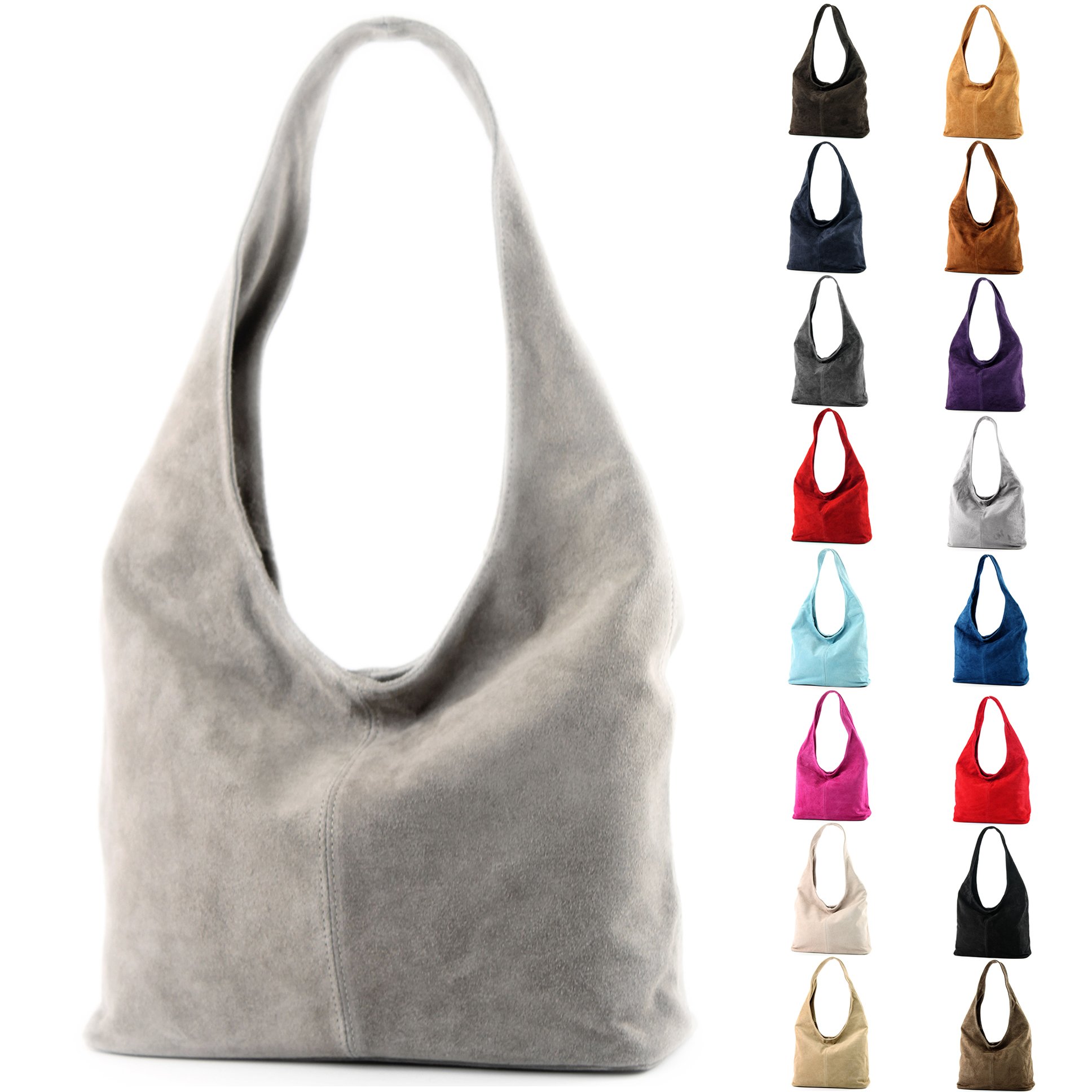 modamoda de T150 Damen Schultertasche Shopper Large aus Wildleder, handmade in Italy