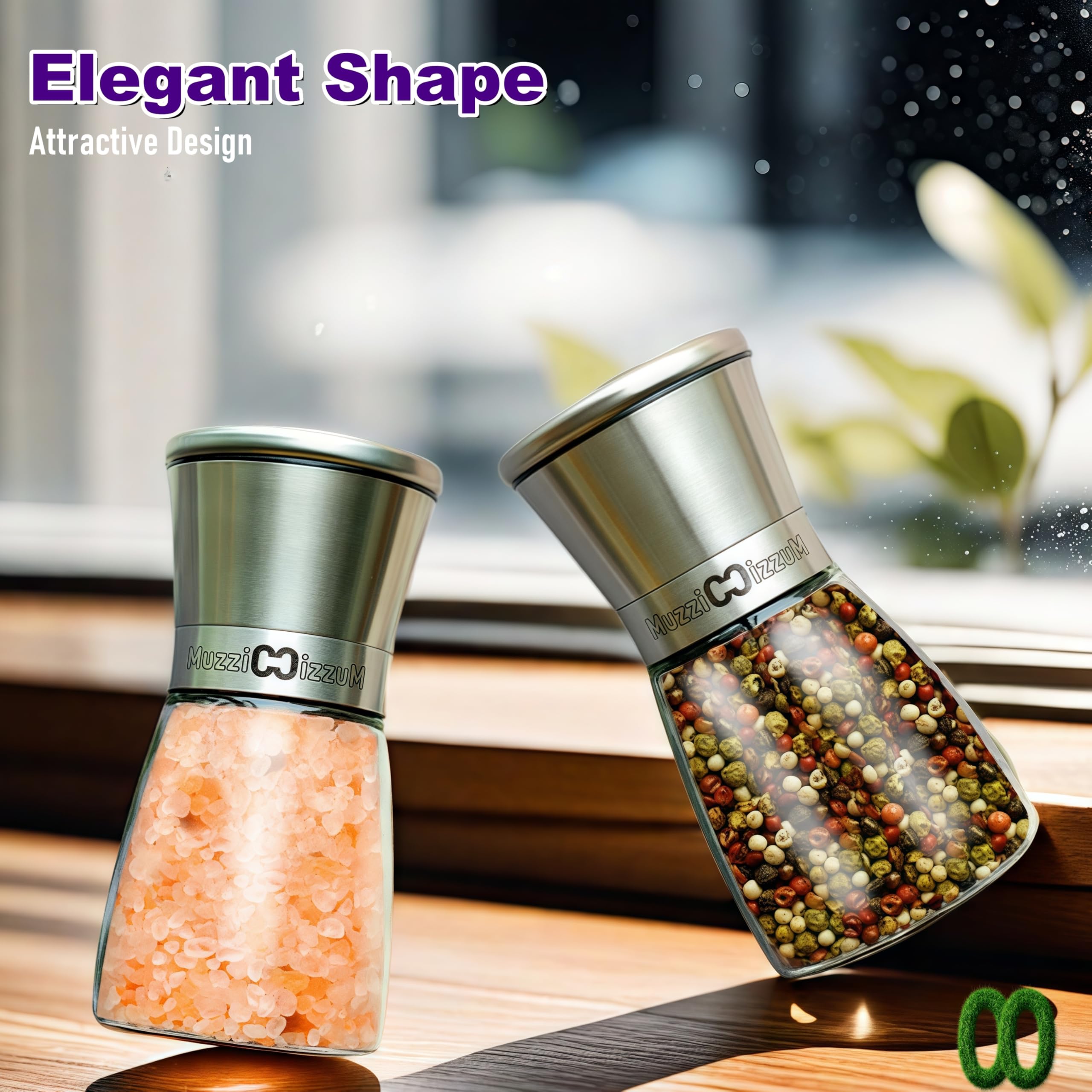 Premium Stainless Steel Salt & Pepper Grinders - 2 Pack -6