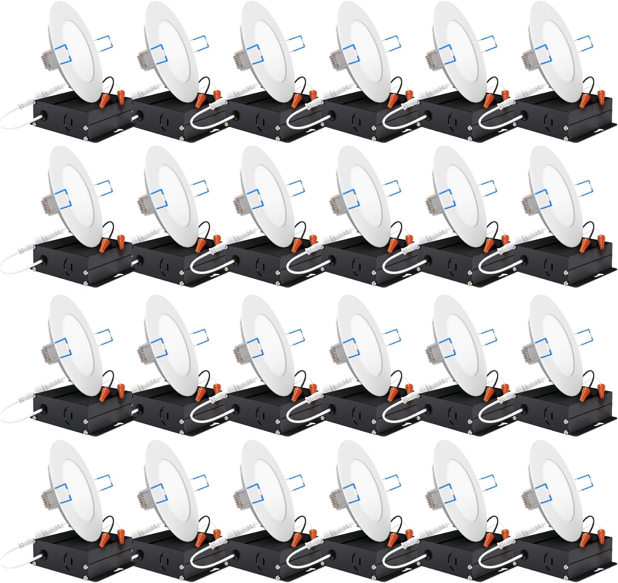 Sunco Lighting24 Pack 4 Inch Ultra Thin LED Recessed Ceiling Lights Slim, 6000K Daylight Deluxe, Dimmable 10W, Canless Wafer Thin with Junction Box