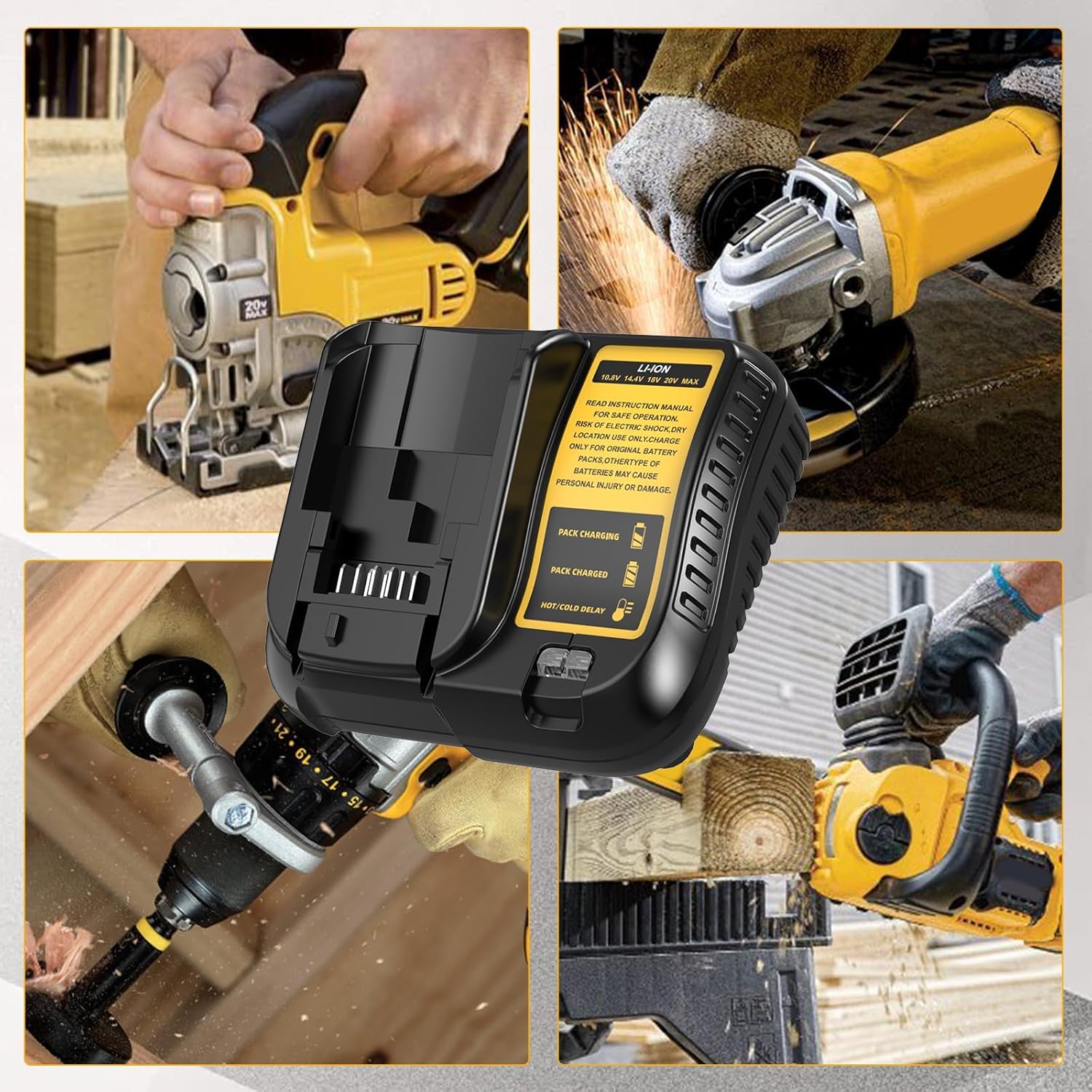 DCB107 Chargeur de Rechange pour Dewalt 10,8 V / 20 V Max ION-Lithium DCB201, DCB200, DCB204, DCB205, DCB206, DCB208, DCB203, DCB127, DCB230, DCB101,DCB112