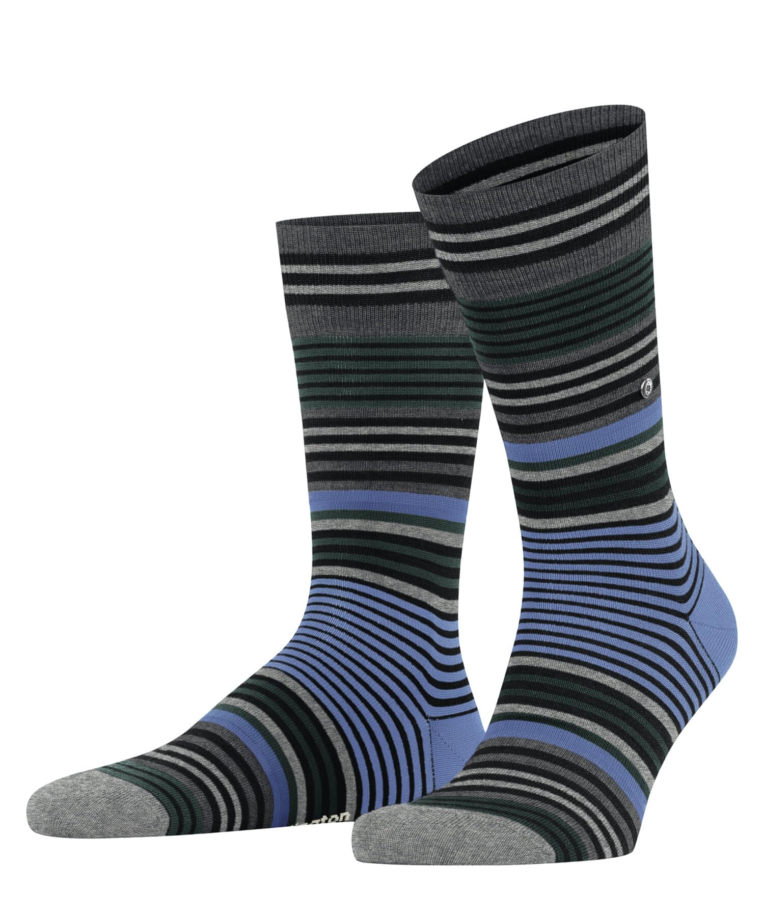 Burlington Men's Black 3000 Stripe M So Wool Patterned 1 Pair Socks, 6.5-11