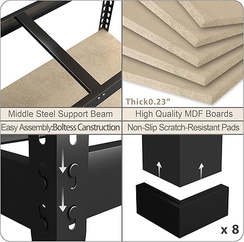 Miniatura 3 de Prilinex Estantes de almacenamiento resistentes, 35.5 pulgadas de ancho x 16 pulgadas de profundidad x 71 pulgadas de alto, 3 paquetes de estantería
