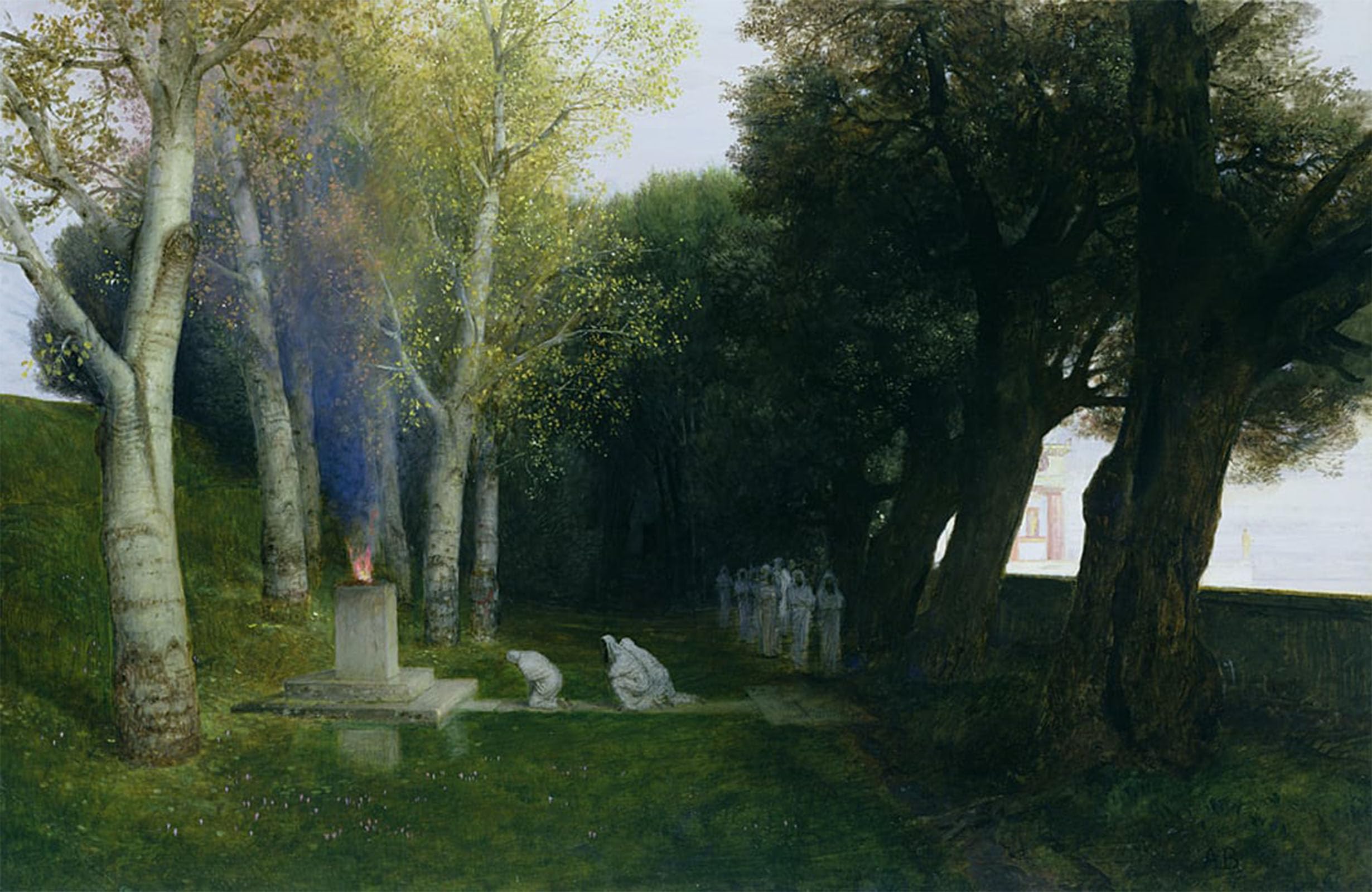 Impression toile Bosquet sacré Arnold Böcklin pour décoration chambre à coucher - 5