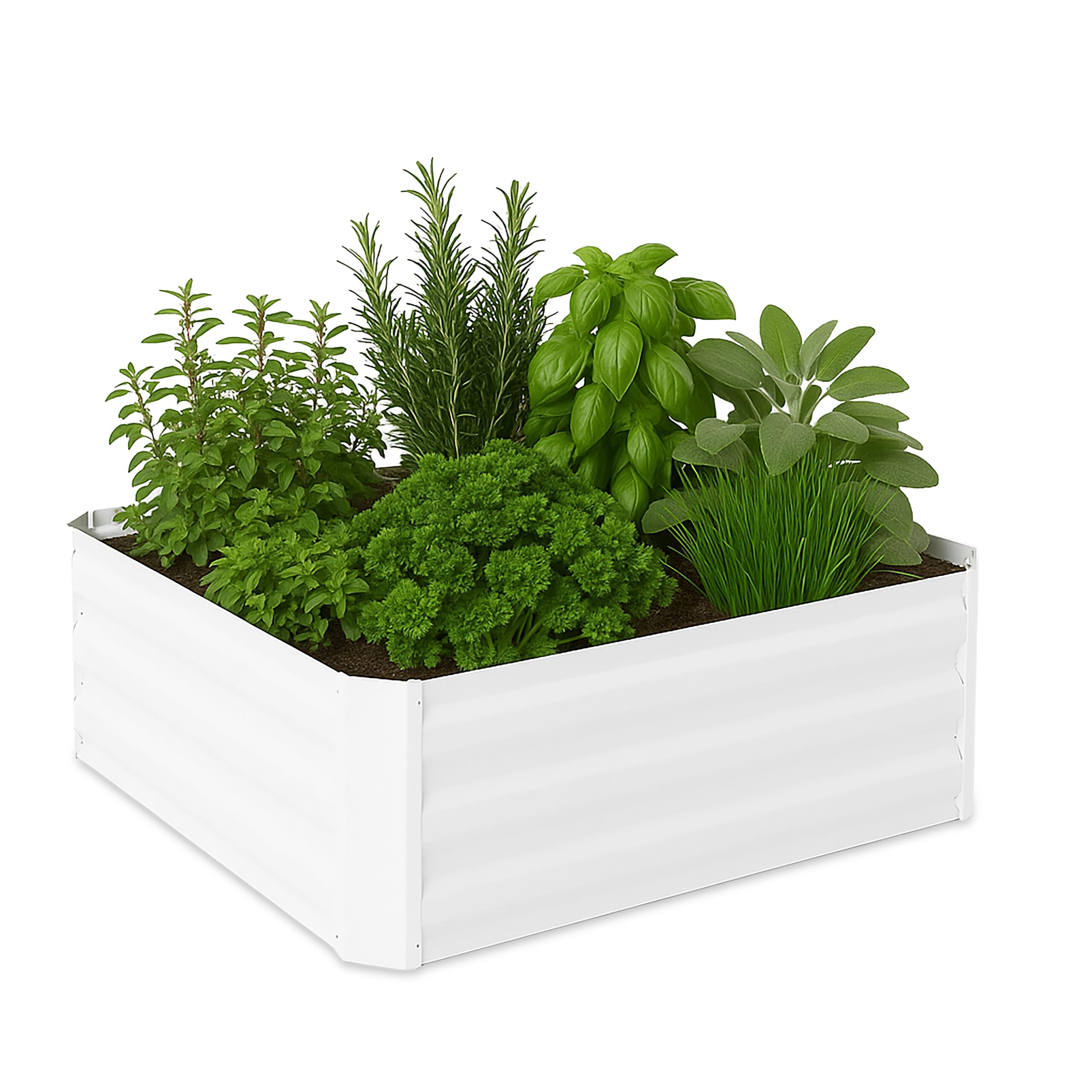 Relaxdays Raised Flowerbed, Galvanised Metal, for Flowers, Plants & Vegetables, HxWxD: 30x90x90 cm, Plant Bed, White