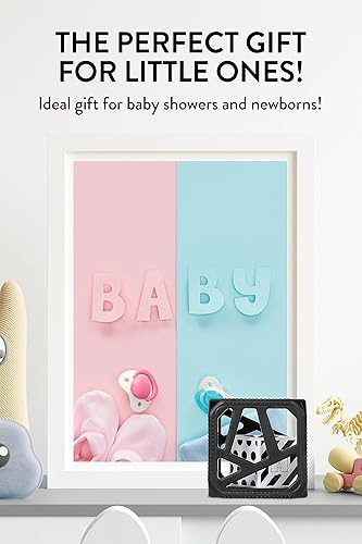 Miniatura 8 de Malarkey Kids Juguetes de dentición de silicona, cubo para masticar, cubo de actividades para bebés recién nacidos, juguetes sonajero, mordedor de