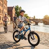 PROMETHEUS BICYCLES Velo 16 Pouces Garcon Fille Velo Enfant 16 Pouces pour 4 a 5 Ans - Vélo BMX avec Frein à rétropédalage, Roues stabilisatrices en Bleu Noir - 5