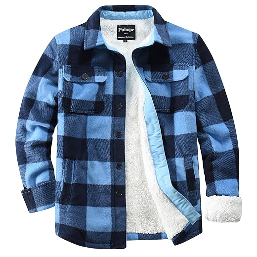 Jaqueta masculina de lã polar com forro de sherpa quente para homens, jaqueta grossa de botões com vários bolsos