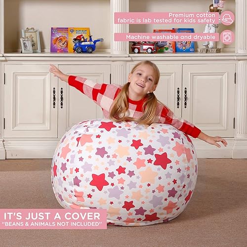 Miniatura 85 de Aubliss - Funda para organizar juguetes de felpa, se convierte en un puf cuando se rellena Se convierte en un puf para niños cuando está lleno. Aqua