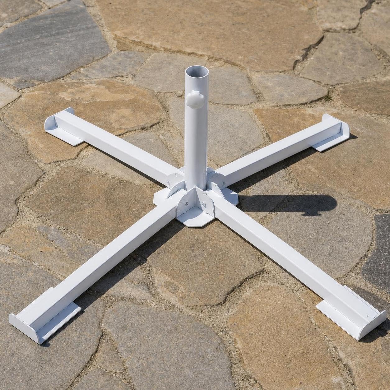 Base Ombrellone da Esterno Supporto Ombrello Piedistallo Parasole Piede Pieghevole a Croce in Acciaio Leggero 14kg Adatta a Terrazza Giardino Mercato Campeggio