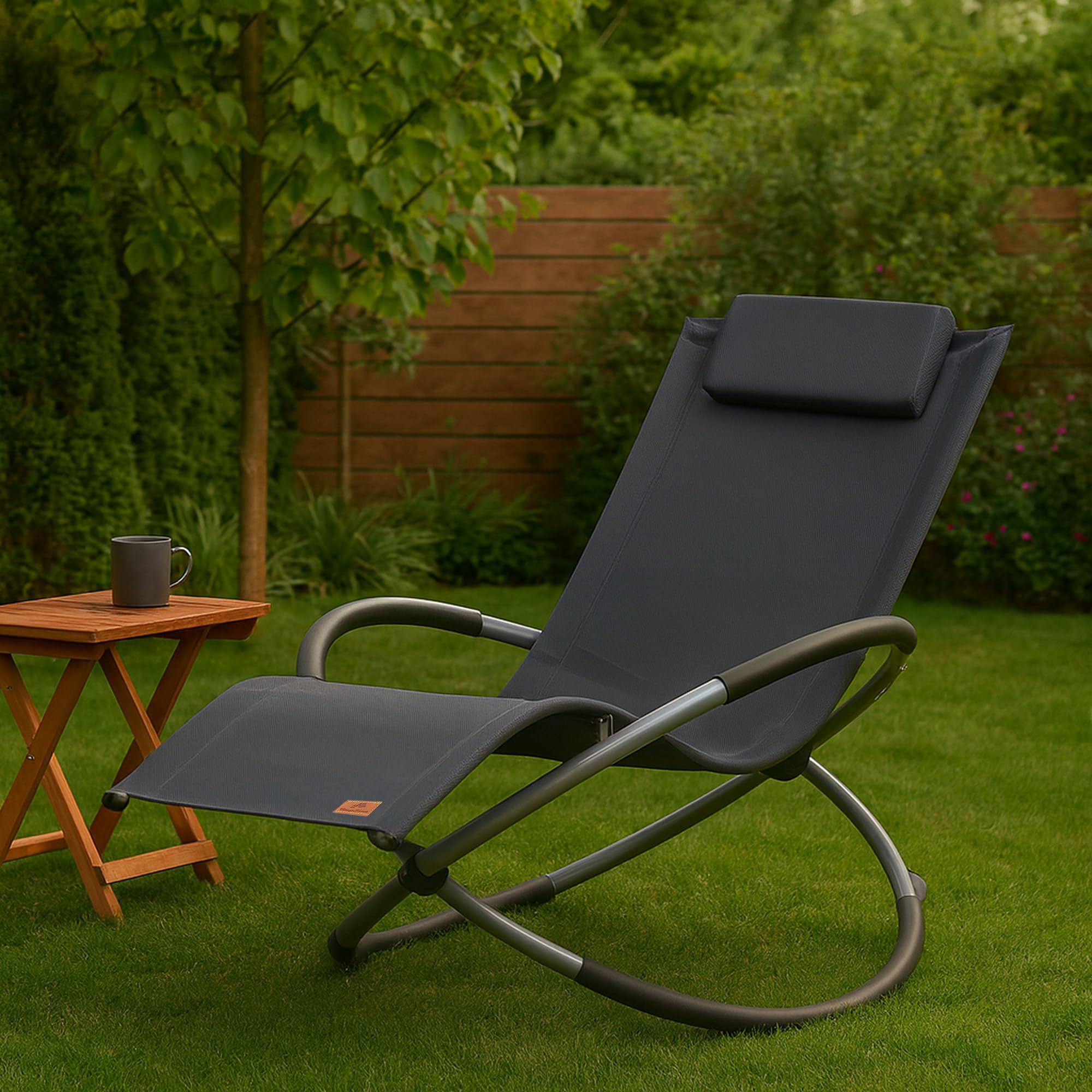 CampFeuer Chaise Longue Relax | Anthracite | Bain de Soleil Pliable, Fauteuil de Jardin | Chaise Pliante, Fauteuil à Bascule, Chaise Longue extérieure, transat Balcon et terrasse