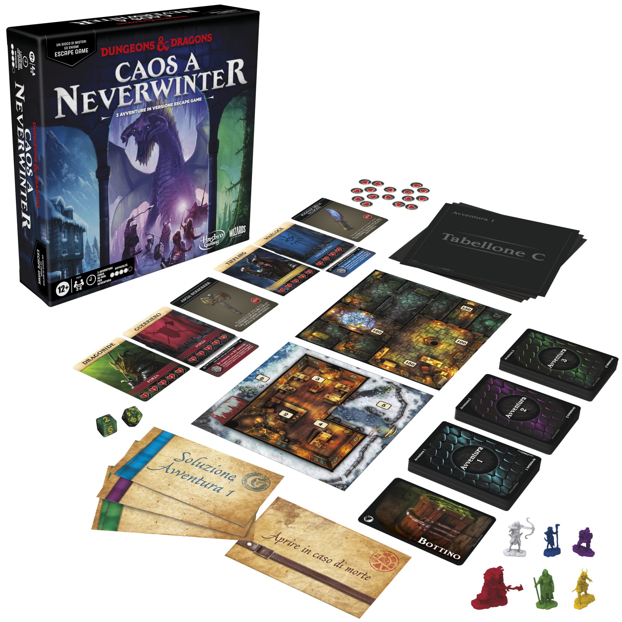 Dungeons & Dragons: Caos a Neverwinter, un gioco di misteri ed enigmi Escape Game, gioco da tavolo di escape room di D&D, da 2 a 6 giocatori