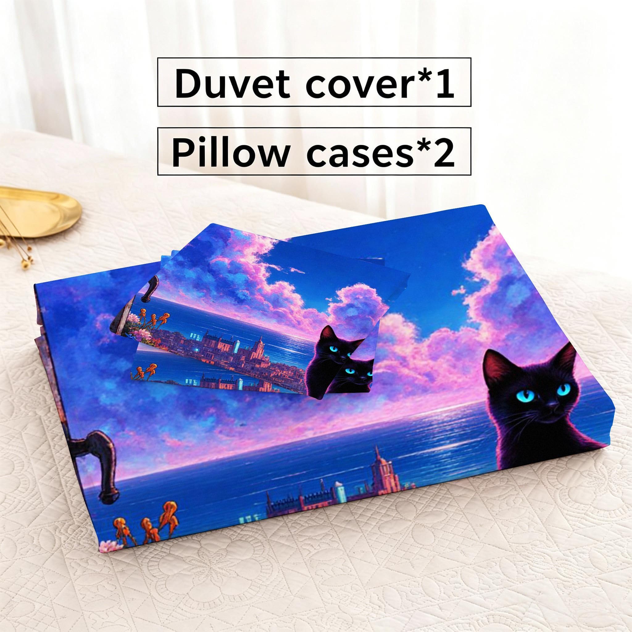 Funda Nórdica Cama 180, 240x260 cm Gato Morado, AQ2382
