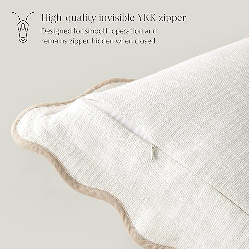 Miniatura 3 de Juego de 2 fundas de almohada festoneadas de doble puntada, 100% algodón, fundas de almohada decorativas bohemias de 20 x 20 pulgadas, hechas en la