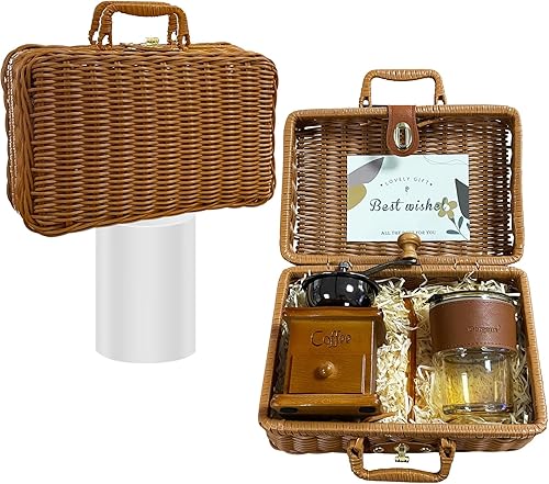 Kit de café francés, regalo de café de estilo vintage, molinillo de café manual y taza, caja de regalo de café de estilo antiguo, regalos para