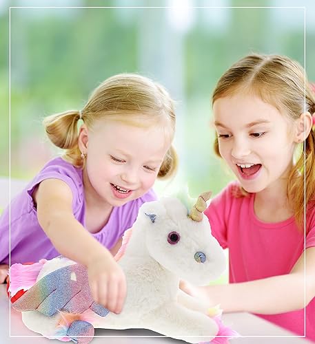 Miniatura 5 de DolliBu Peluche de unicornio volador real, peluche suave y abrazable, adorable juguete de peluche para jugar, lindo animal de fantasía, regalos para