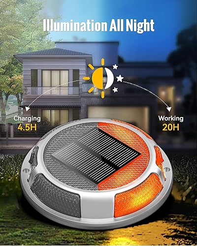 Miniatura 5 de Luces solares para entrada de vehículos, impermeables, paquete de 12, 2 colores en 1, luces LED solares para exteriores, luces solares para paseo,