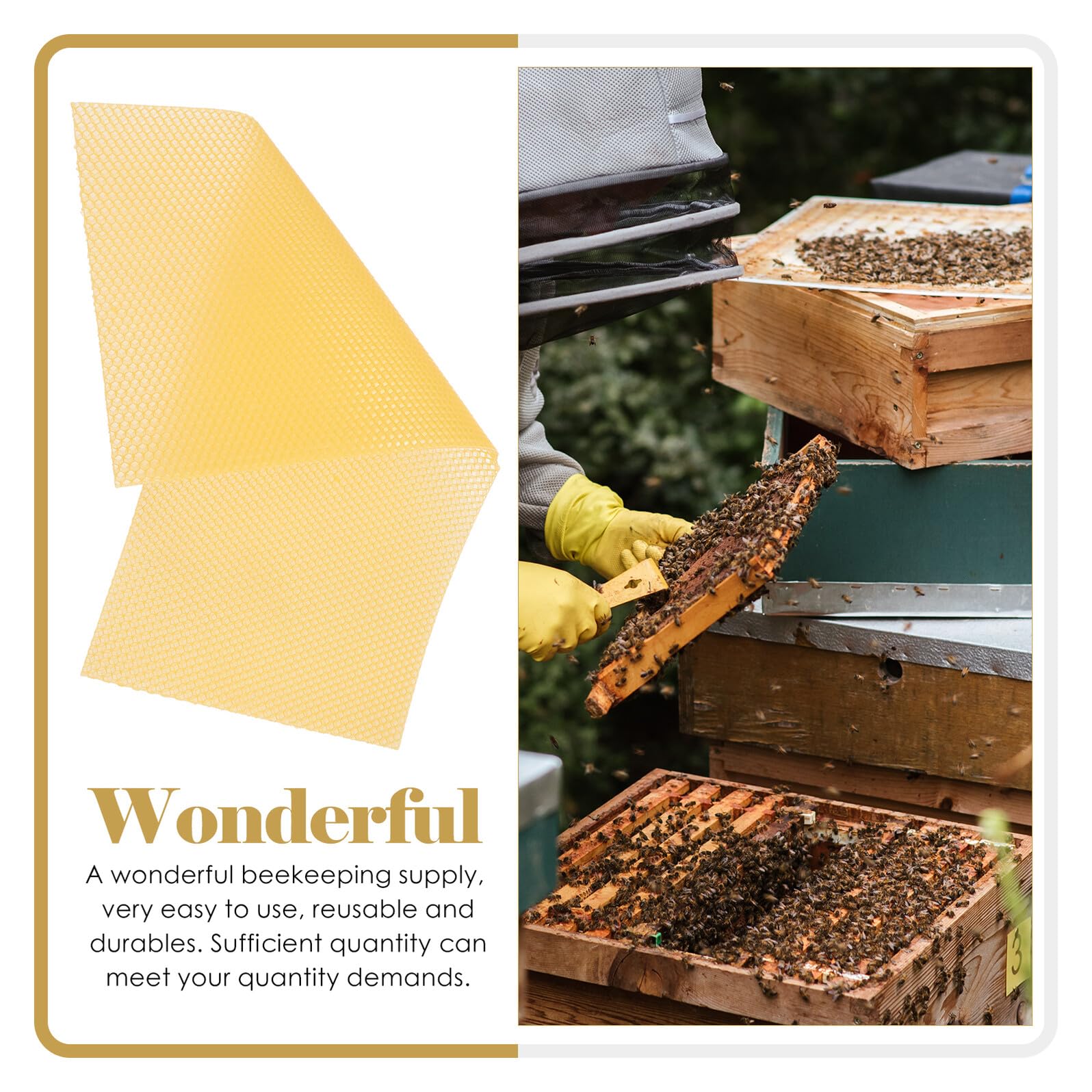 POPETPOP de Láminas de Cera de Panal Base Rápida para Apicultura 30 Piezas Alta Producción , Color Amarillo , Material Cera de Abeja para Proyectos DIY y Manualidades