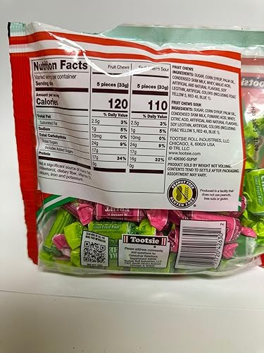 Miniatura 4 de Tootsie Roll Fruit Chews  Holiday Cheer Sweet & Sour Cherry Lime Apple  Envuelto individualmente sin gluten y maní  Regalo decorativo de regalo de