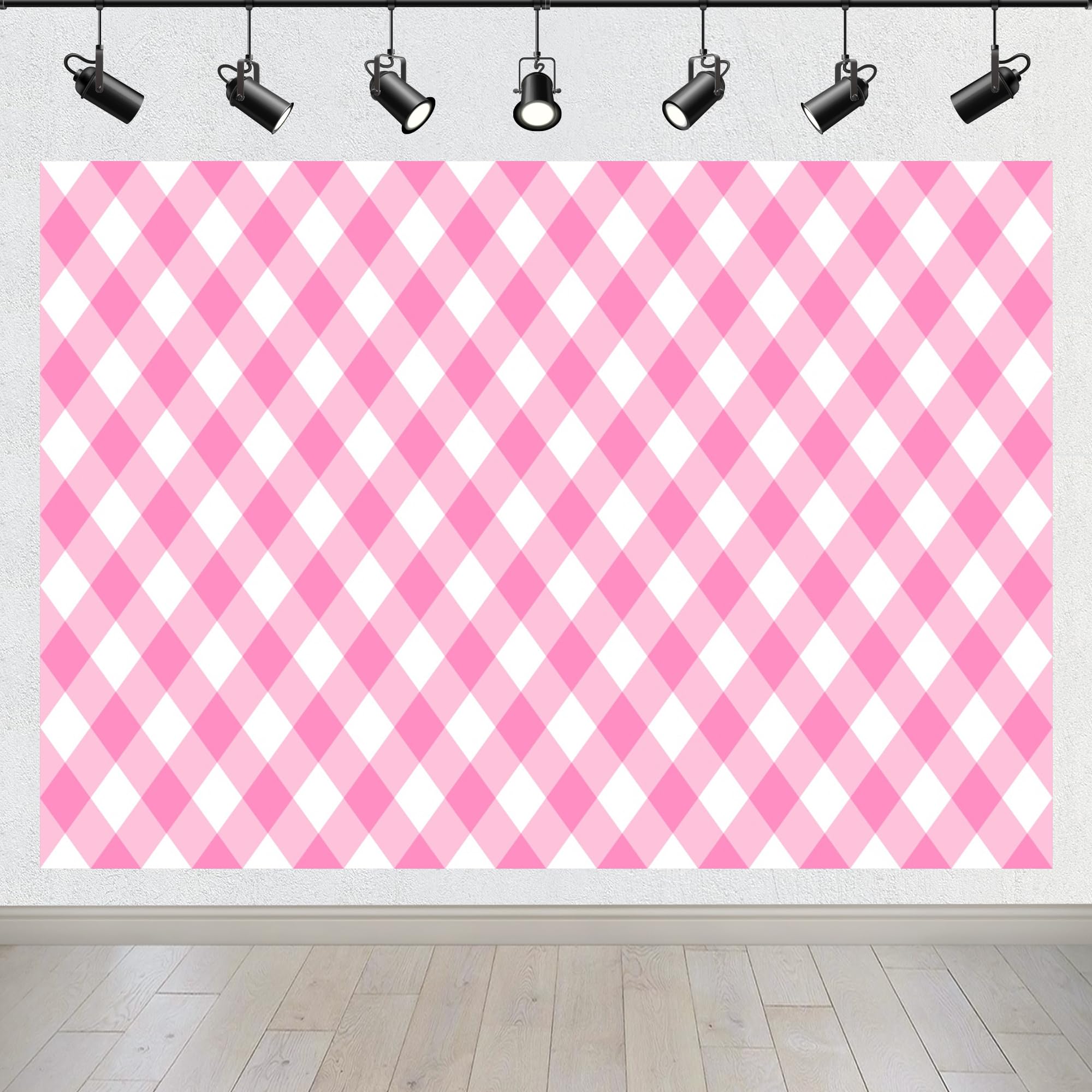 BELECO 3x2.5m Tela Cuadros Rosa Blanco Fondo