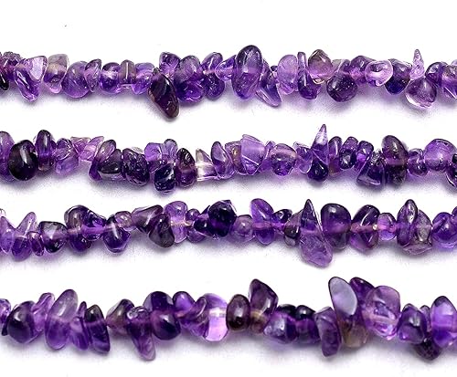 Gems Valley Cuentas de grava de piedras preciosas naturales hebra de chips curativos de amatista para collar cuentas de amatista de 5 a 0315in 34