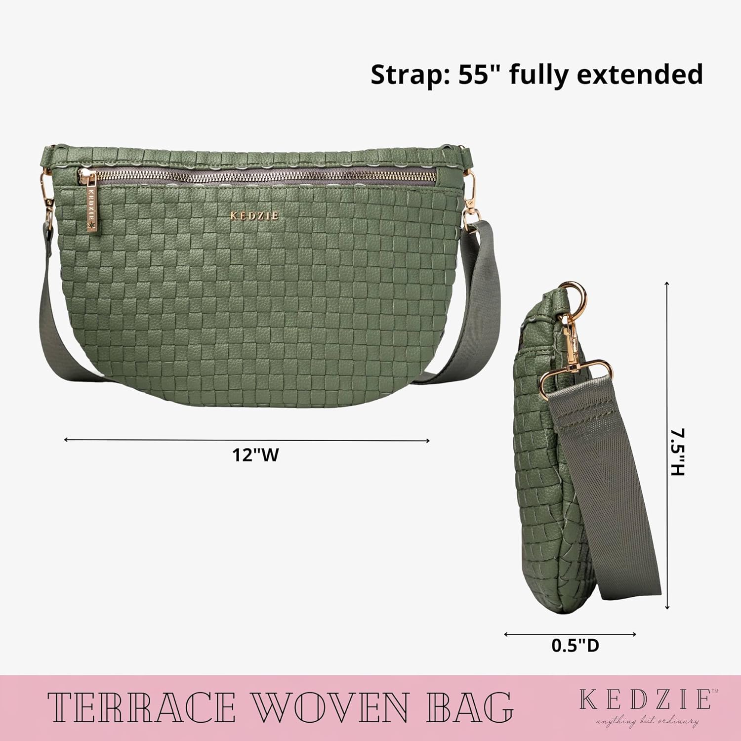 KEDZIE Terrace Woven Crossbody Bag Adjustable Strap Everyday Shoulder Purse for Women