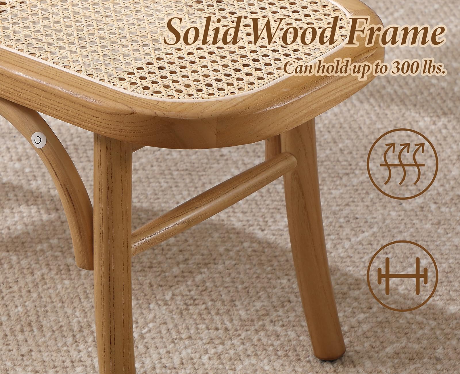 Ya-Home Banc de Salle à Manger Rotin Banquette Ottoman Bois Rétro Banc d'Entrée, Jaune | Style moderne du milieu du siècle, cadre en bois massif, coins arrondis de sécurité, pour salle à manger/entrée/chambre/salon